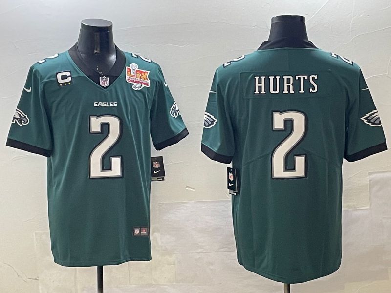 Men Philadelphia Eagles 2 Hurts Green Second generation 2025 Nike Limited NFL Jersey style 2